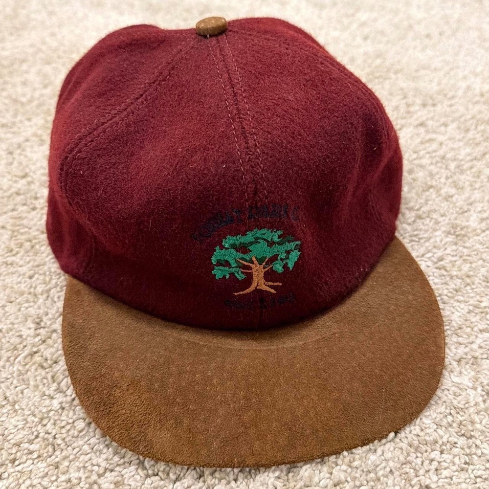 90s Vintage Money Tree Wool Leather 6 Panel Cap | Burgundy | Made in USA